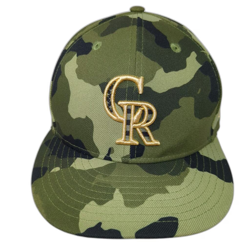 Colorado Rockies MLB New Era Snapback Camo One Size Hat Gold Embroidery 9FIFTY
